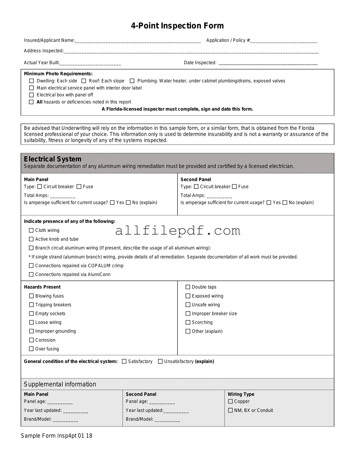 Blank 4 Point Inspection PDF Form