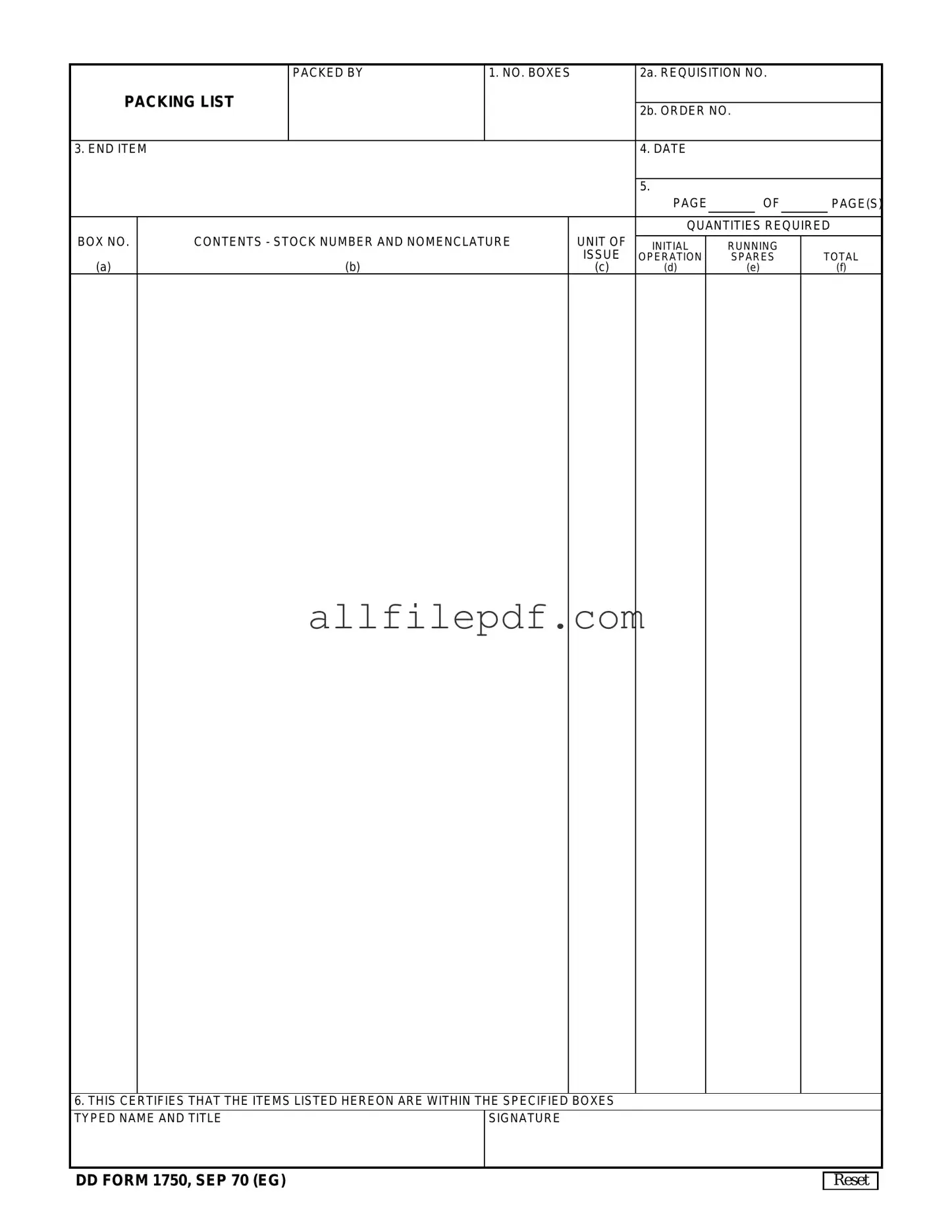 Blank Dd 1750 PDF Form