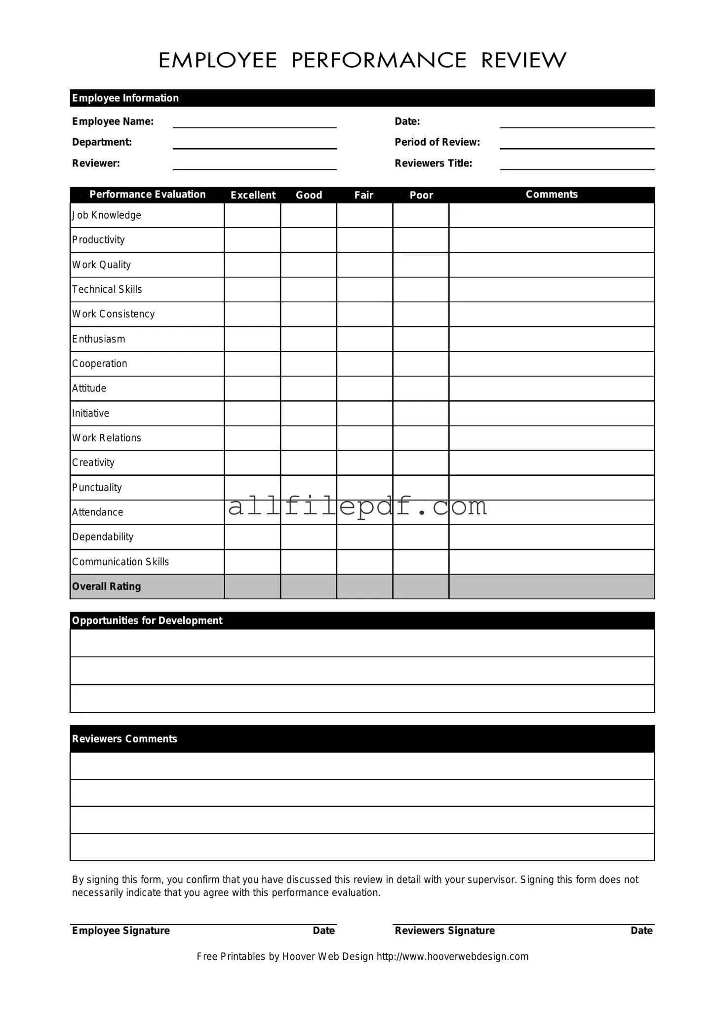 Blank Employee PDF Form