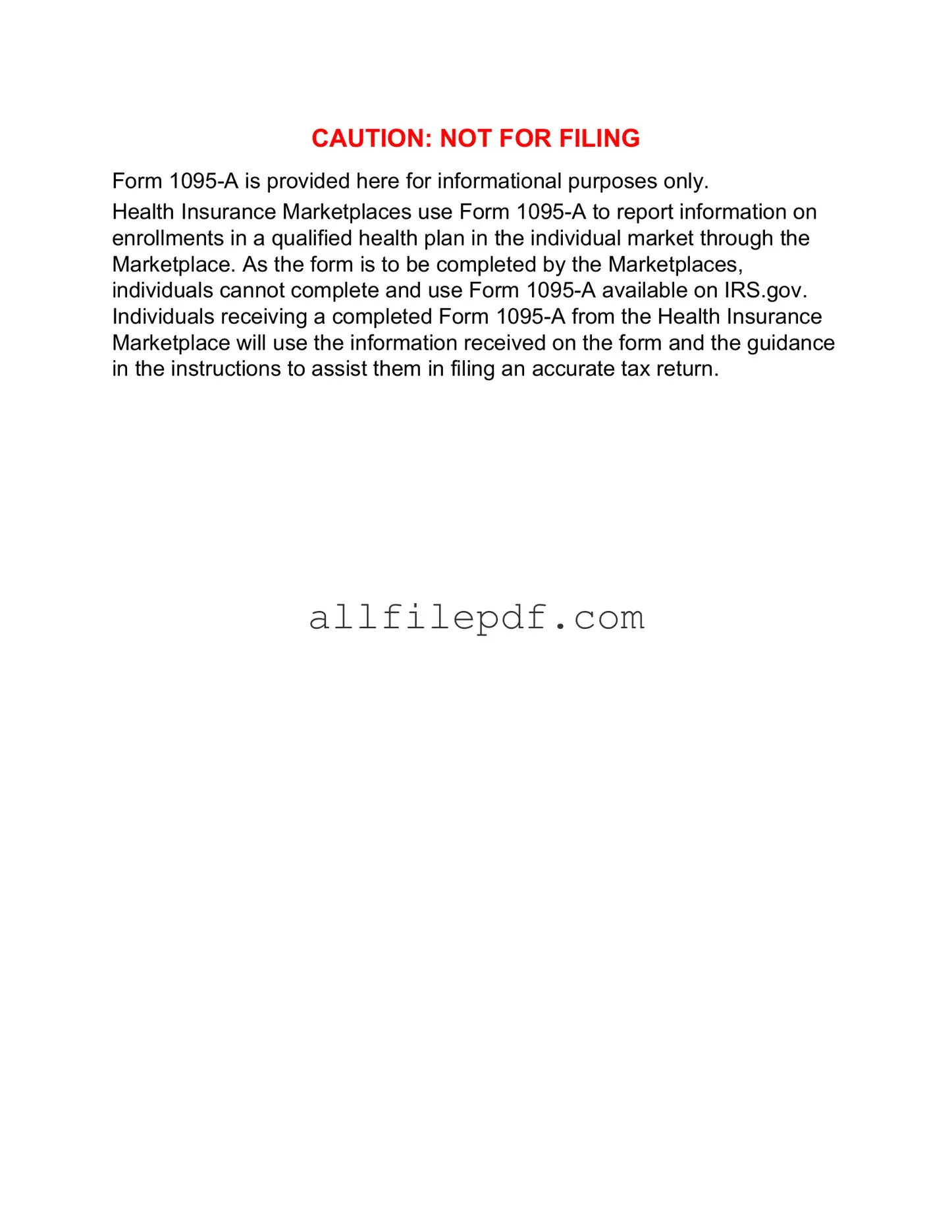 Blank IRS 1095-A PDF Form