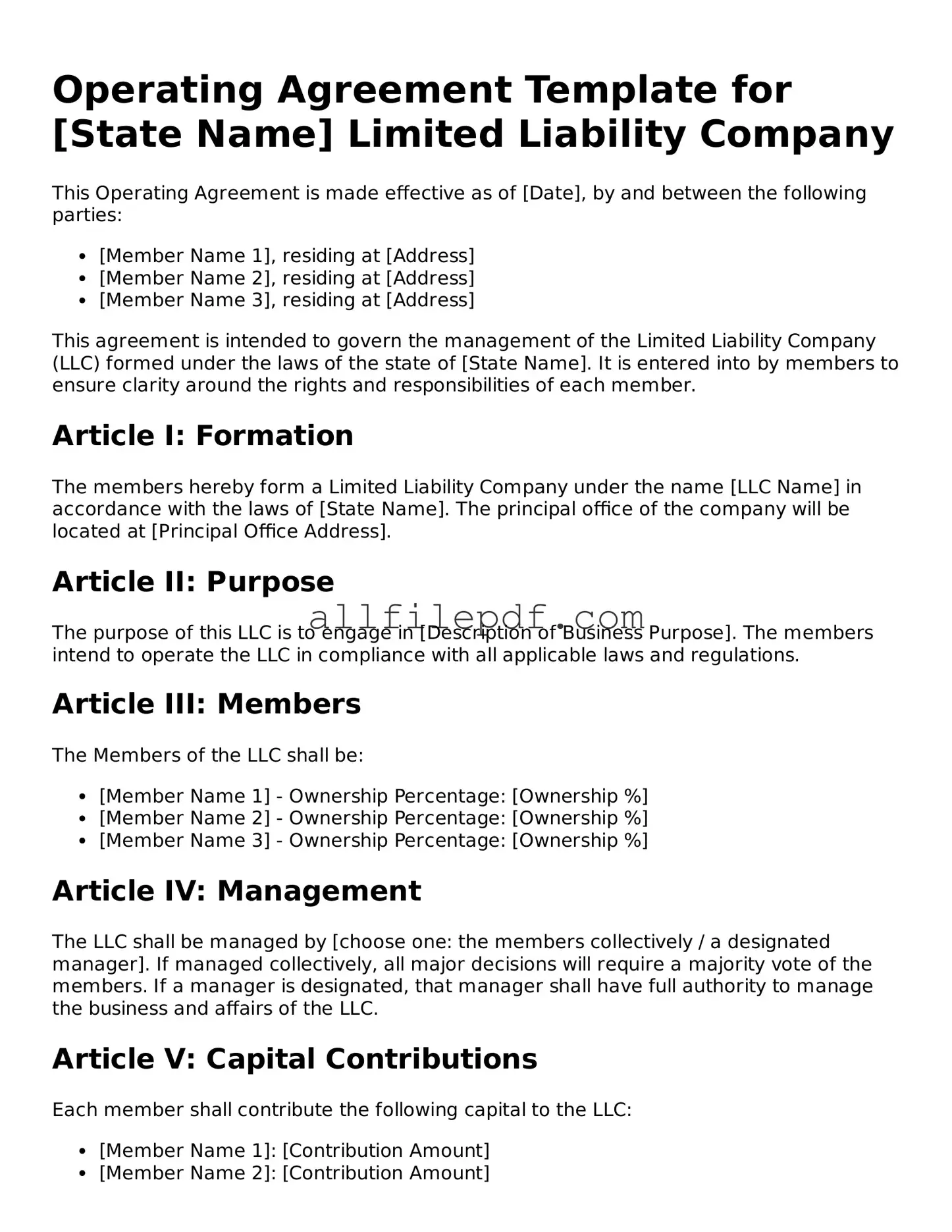 Blank Operating Agreement Template