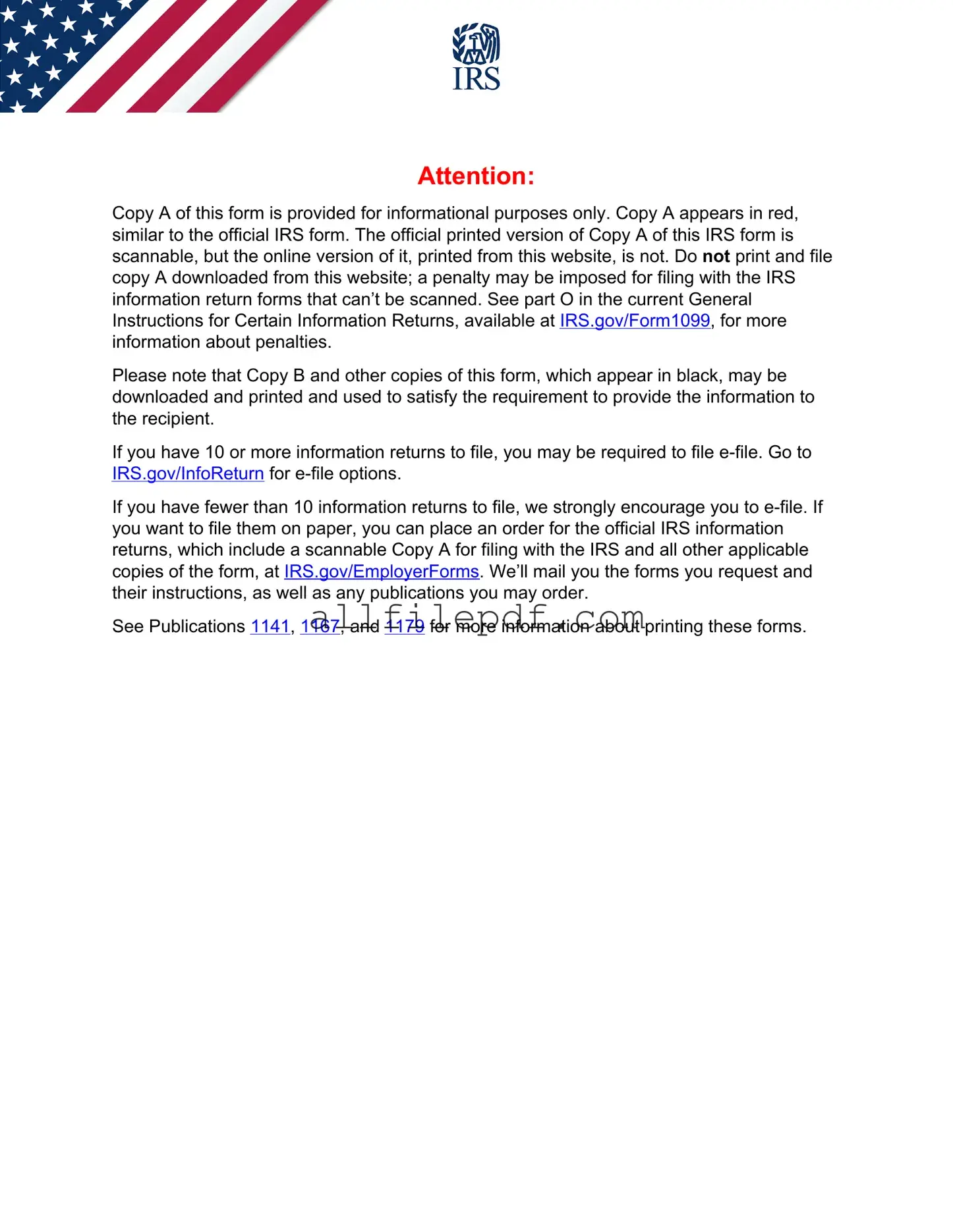 Blank IRS 1099-MISC PDF Form