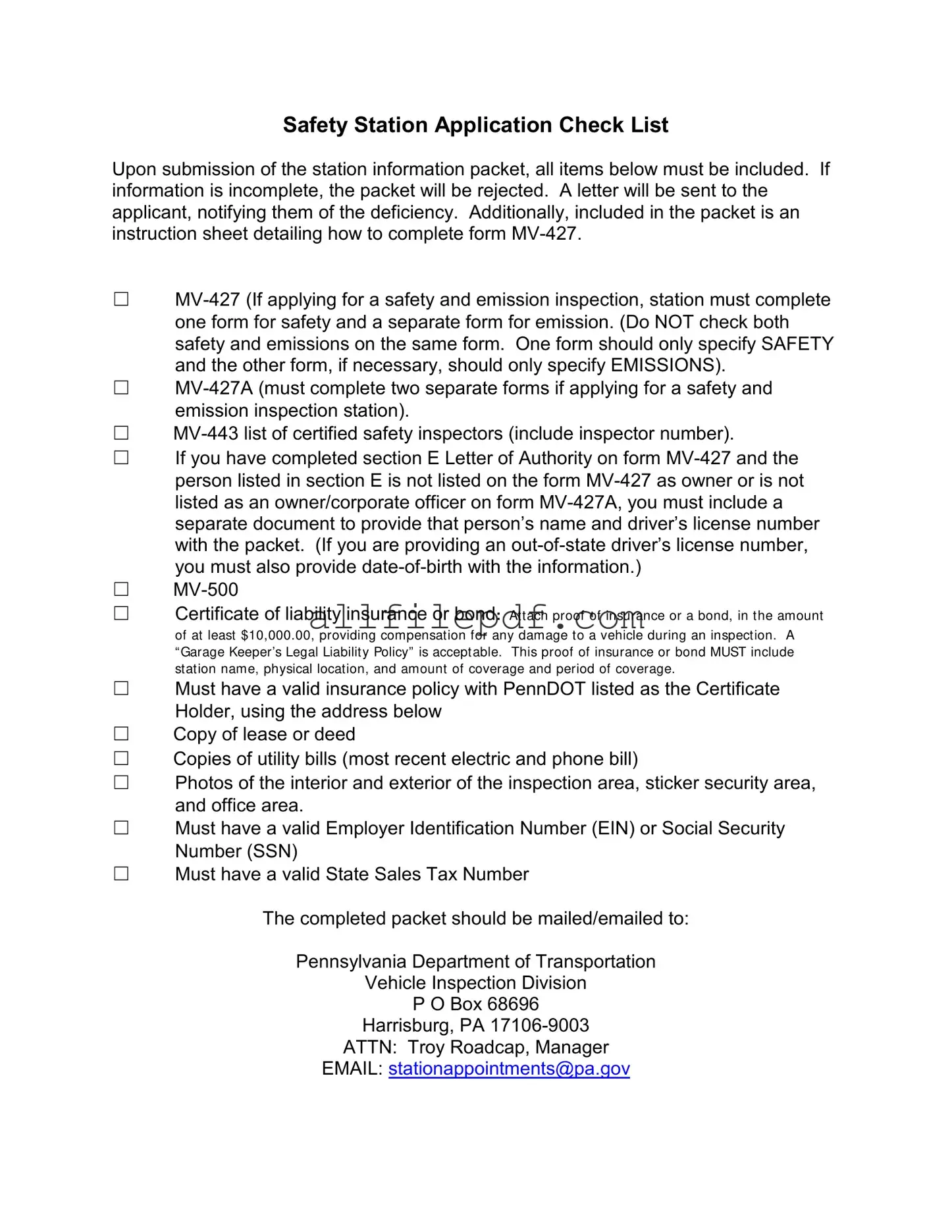 Blank Mv 427 Penndot PDF Form