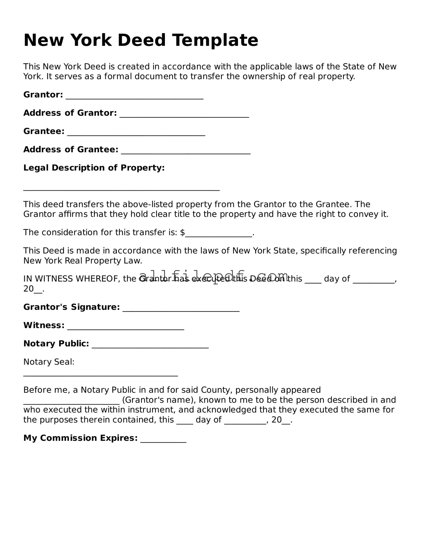 Official  Deed Document for New York
