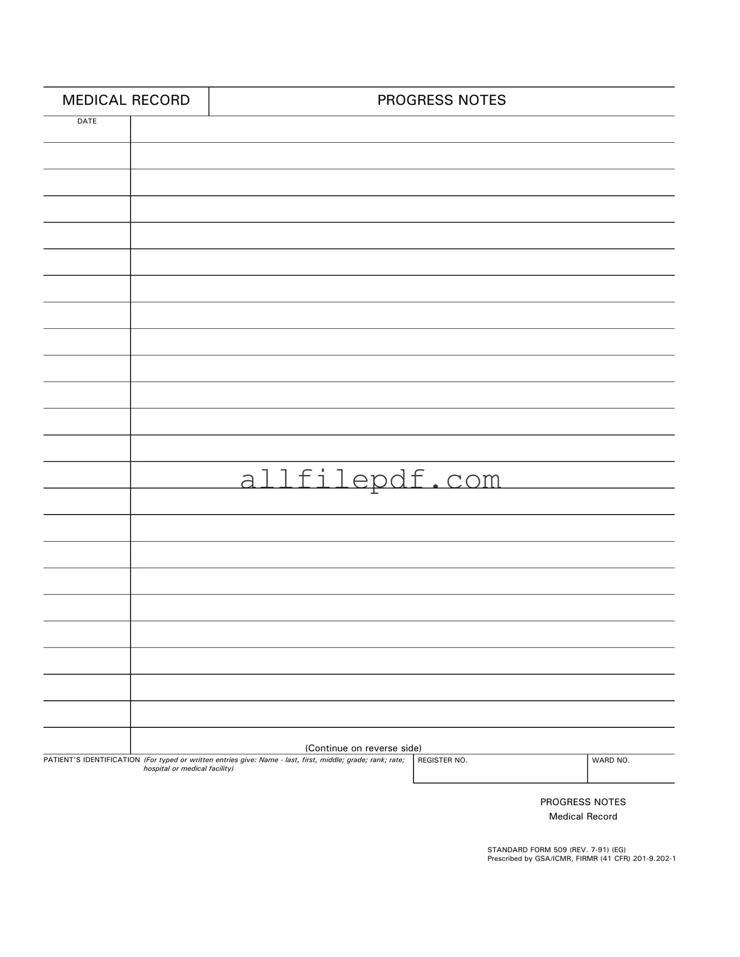 Blank Progress Notes PDF Form