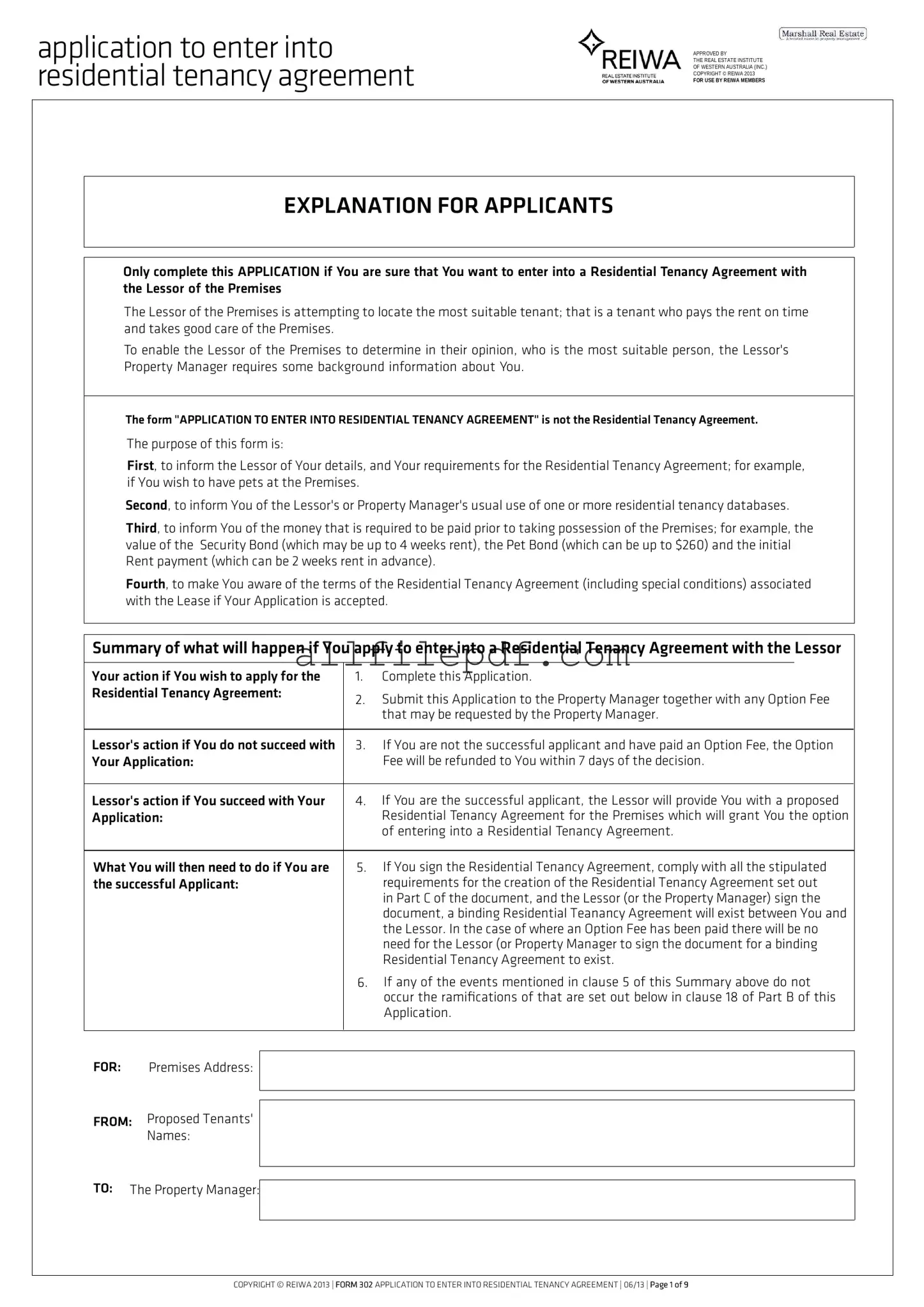 Blank Reiwa Tenancy Application PDF Form