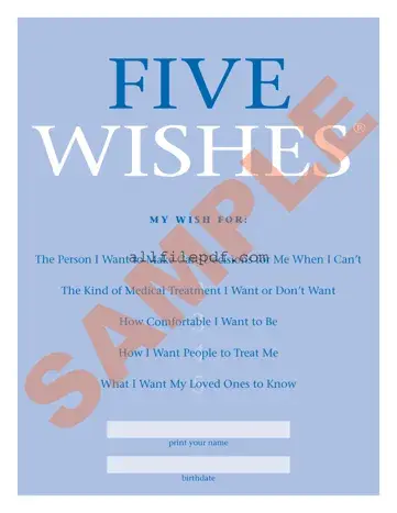Blank 5 Wishes Document PDF Form