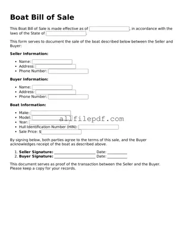 Blank Boat Bill of Sale Template