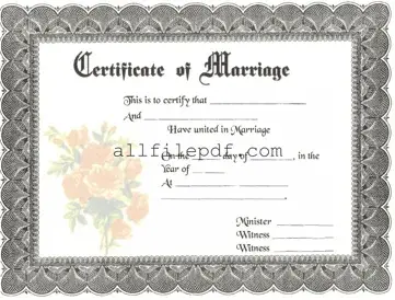Blank Marriage Certificate PDF Form