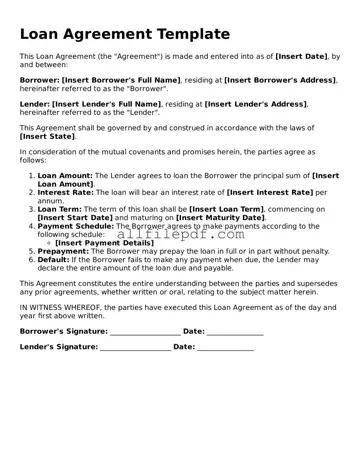 Blank Loan Agreement Template
