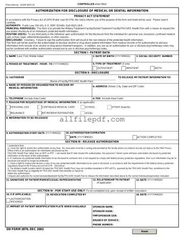 Blank DD 2870 PDF Form