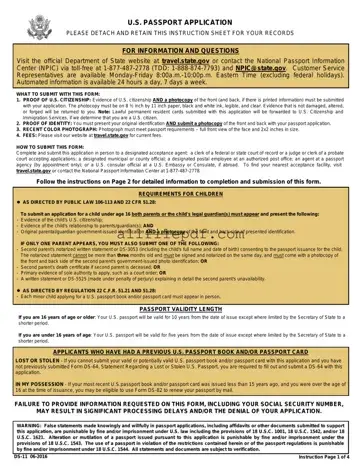 Blank DS-11 U.S. Passport application PDF Form