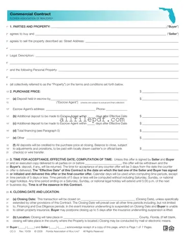 Blank Florida Commercial Contract PDF Form