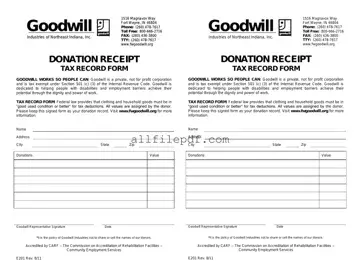 Blank Goodwill donation receipt PDF Form