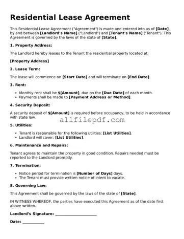 Blank Residential Lease Agreement Template