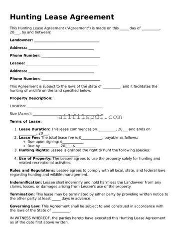 Blank Hunting Lease Agreement Template