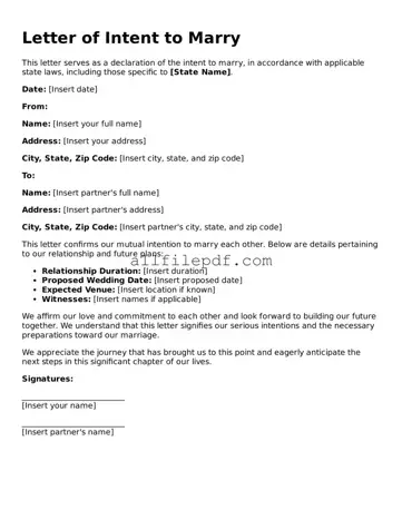 Blank Letter of Intent to Marry Template