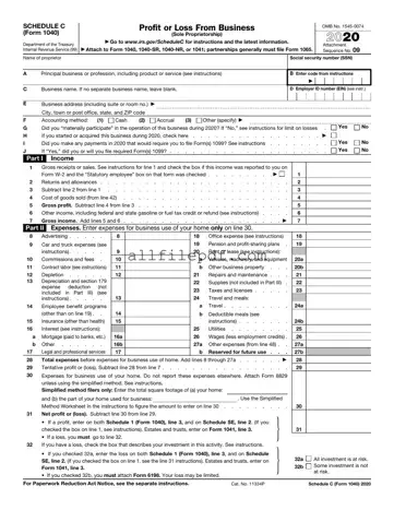 Blank IRS Schedule C 1040 PDF Form