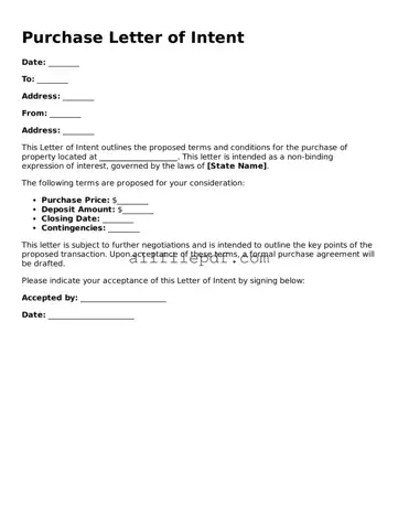 Blank Purchase Letter of Intent Template