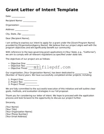 Blank Grant Letter of Intent Template