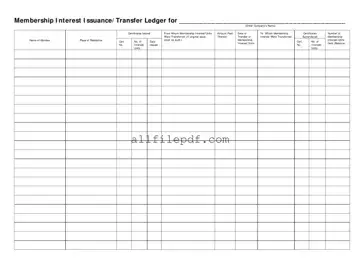 Blank Membership Ledger PDF Form