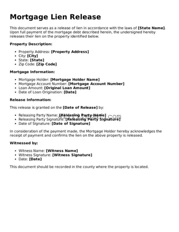 Blank Mortgage Lien Release Template