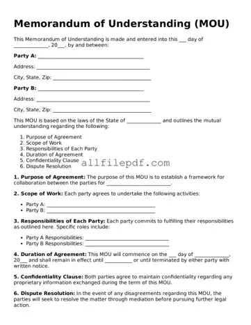 Blank Memorandum of Understanding Template