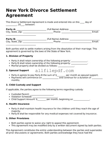 Official  Divorce Settlement Agreement Document for New York