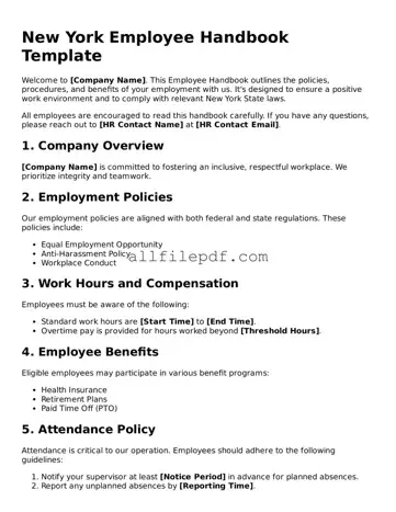 Official  Employee Handbook Document for New York