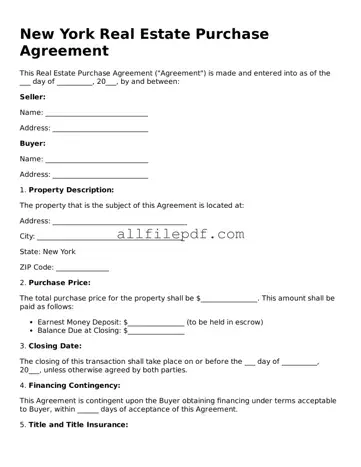 Official  Real Estate Purchase Agreement Document for New York