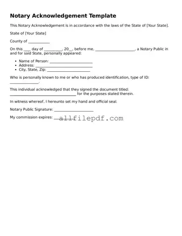 Blank Notary Acknowledgement Template