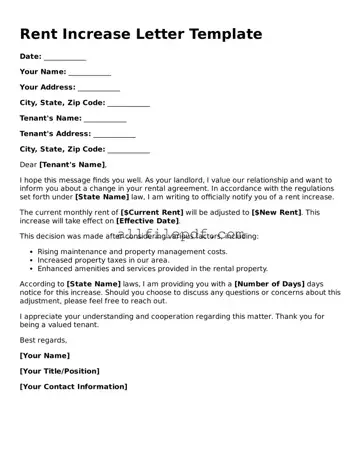 Blank Rent Increase Letter Template