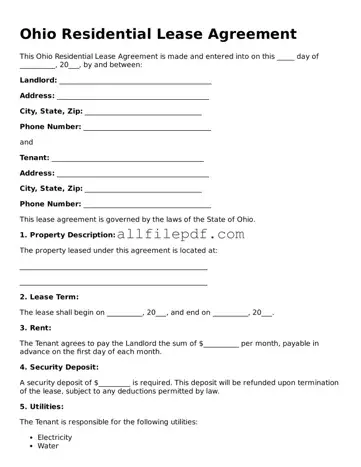 Official  Residential Lease Agreement Document for Ohio
