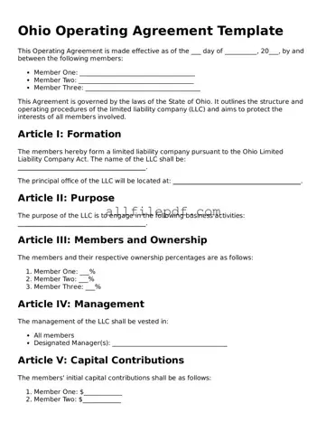 Official  Operating Agreement Document for Ohio