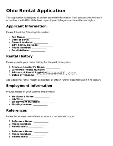 Official  Rental Application Document for Ohio