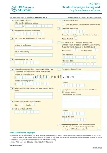 Blank P 45 It PDF Form