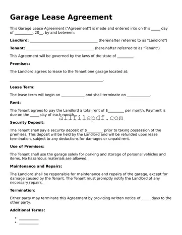 Blank Garage Lease Agreement Template