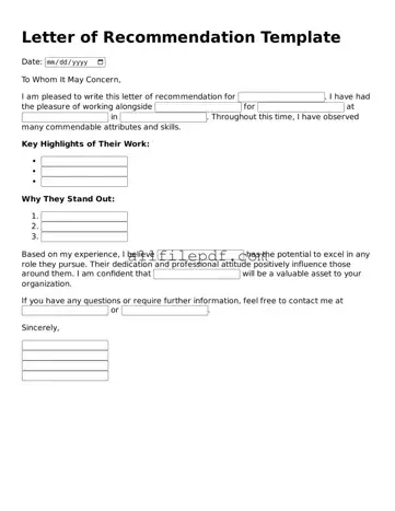 Blank Letter of Recommendation for Coworker Template