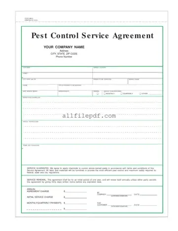 Blank Pest Control Contract PDF Form