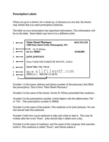 Blank Prescription Label PDF Form