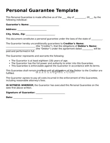 Blank Personal Guarantee Template