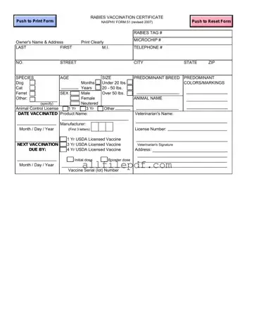 Blank Rabies Certificate PDF Form