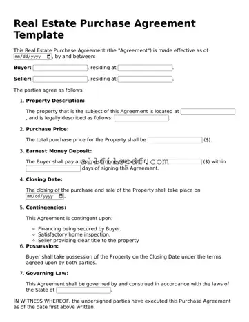 Blank Real Estate Purchase Agreement Template