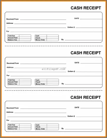 Blank Cash Receipt PDF Form