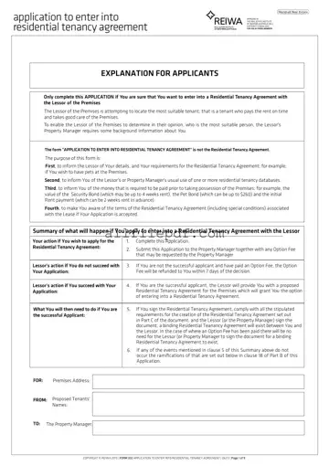 Blank Reiwa Tenancy Application PDF Form