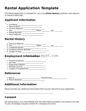 Blank Rental Application Template