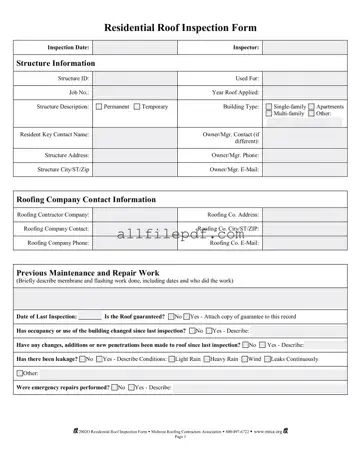 Blank Roof Inspection PDF Form
