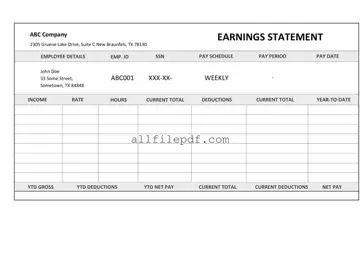 Blank Independent Contractor Pay Stub PDF Form