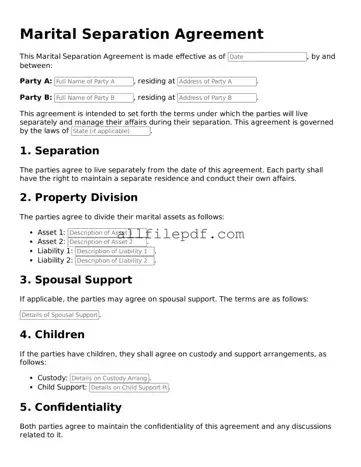 Blank Marital Separation Agreement Template