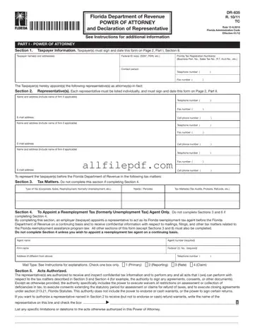 Blank Tax POA dr 835 PDF Form